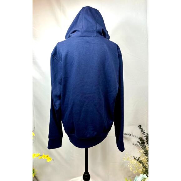 Unisex All in Motion Drawstring Hood Kangaroo Pouch Zip Up Hoodie Blue L - Picture 6 of 9